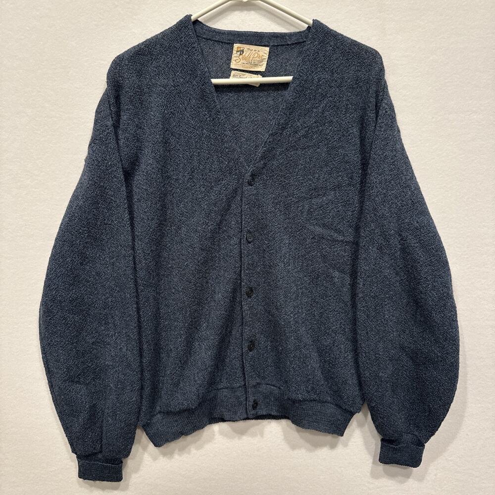 Vintage Staffpro‎ Cardigan Unisex Blue Pure Alpaca Grunge Kurt Cobain knit Golf